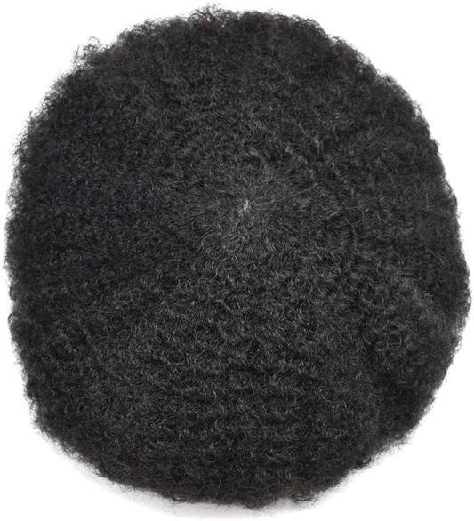 10mm Afro Curl Full French Lace Skin Base Toupee Black Hair Pieces