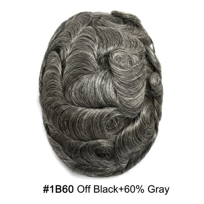 French Lace Hair System for Men PU Coated Mens Hairpiece Center Lace Human Toupee for Men
