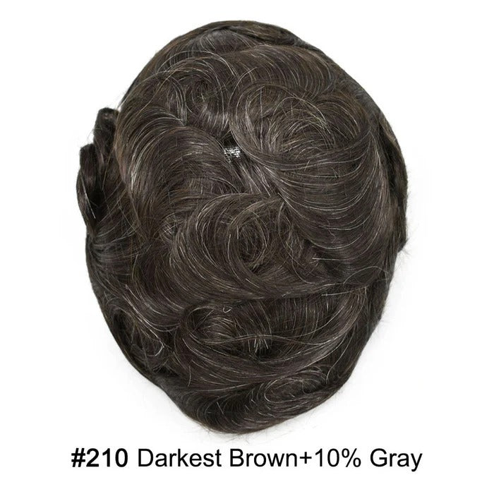 French Lace Hair System for Men PU Coated Mens Hairpiece Center Lace Human Toupee for Men