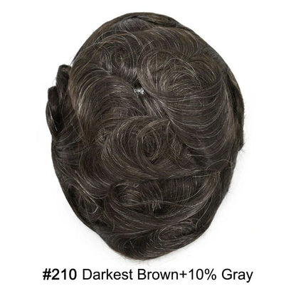 French Lace Hair System for Men PU Coated Mens Hairpiece Center Lace Human Toupee for Men