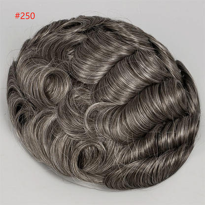0.02-0.04mm Full PU Ultra Thin Skin Men Toupee Male Short Wave Human Hair Mens Wigs Replacement Systems
