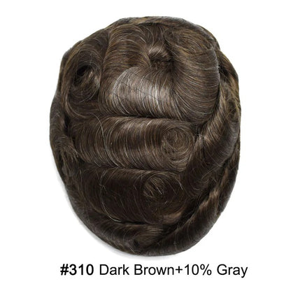 French Lace Hair System for Men PU Coated Mens Hairpiece Center Lace Human Toupee for Men