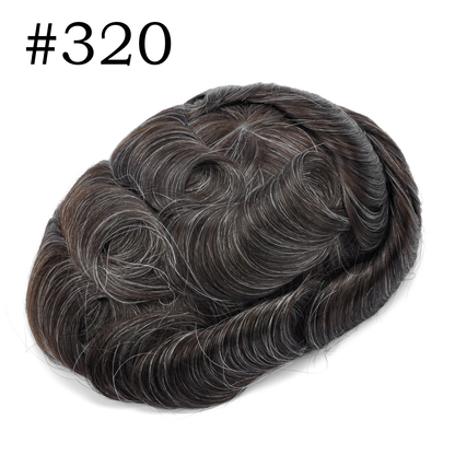 0.03mm Ultra-thin Skin Human Hair Mens Hairpiece #18 Brown Blonde V-looped 8x10 Inch