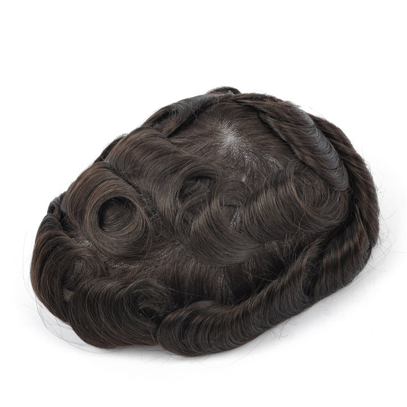 8mm Afro Toupee 100% Human Hair African American Toupees for Men Mono Lace with PU Around