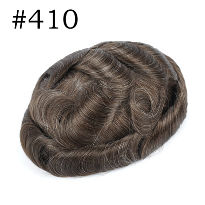 0.03mm Ultra-thin Skin Human Hair Mens Hairpiece #18 Brown Blonde V-looped 8x10 Inch