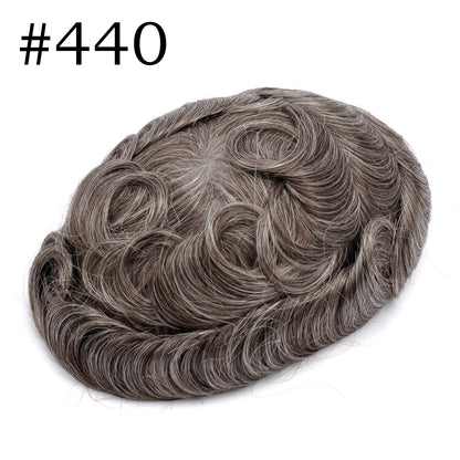 0.03mm Ultra-thin Skin Human Hair Mens Hairpiece #18 Brown Blonde V-looped 8x10 Inch