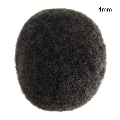 10mm Afro Curl Full French Lace Skin Base Toupee Black Hair Pieces
