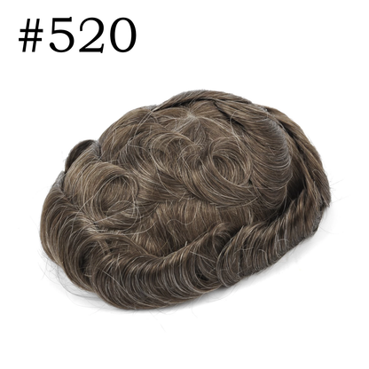 0.03mm Ultra-thin Skin Human Hair Mens Hairpiece #18 Brown Blonde V-looped 8x10 Inch