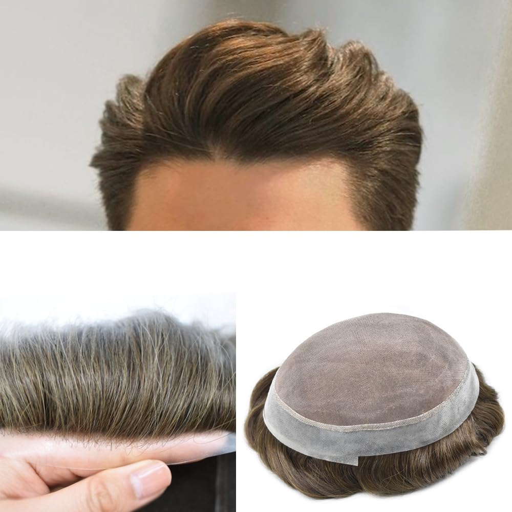 Ultra-Thin Mono Base Men's Hair System Replacement Premium Undetectable Hairpiece Solution