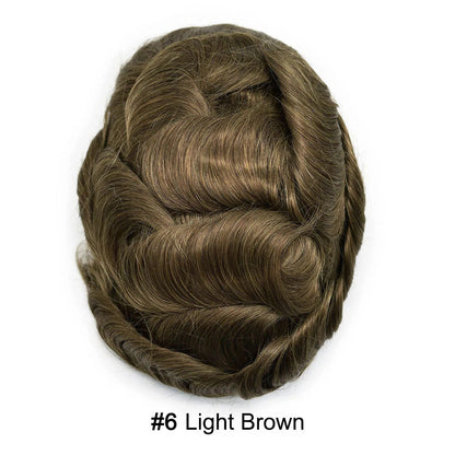 French Lace Hair System for Men PU Coated Mens Hairpiece Center Lace Human Toupee for Men