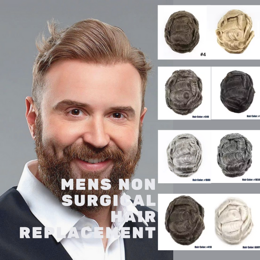 0.06mm-0.08mm Vlooped Full Skin Thin Base High Quality Toupee for Men