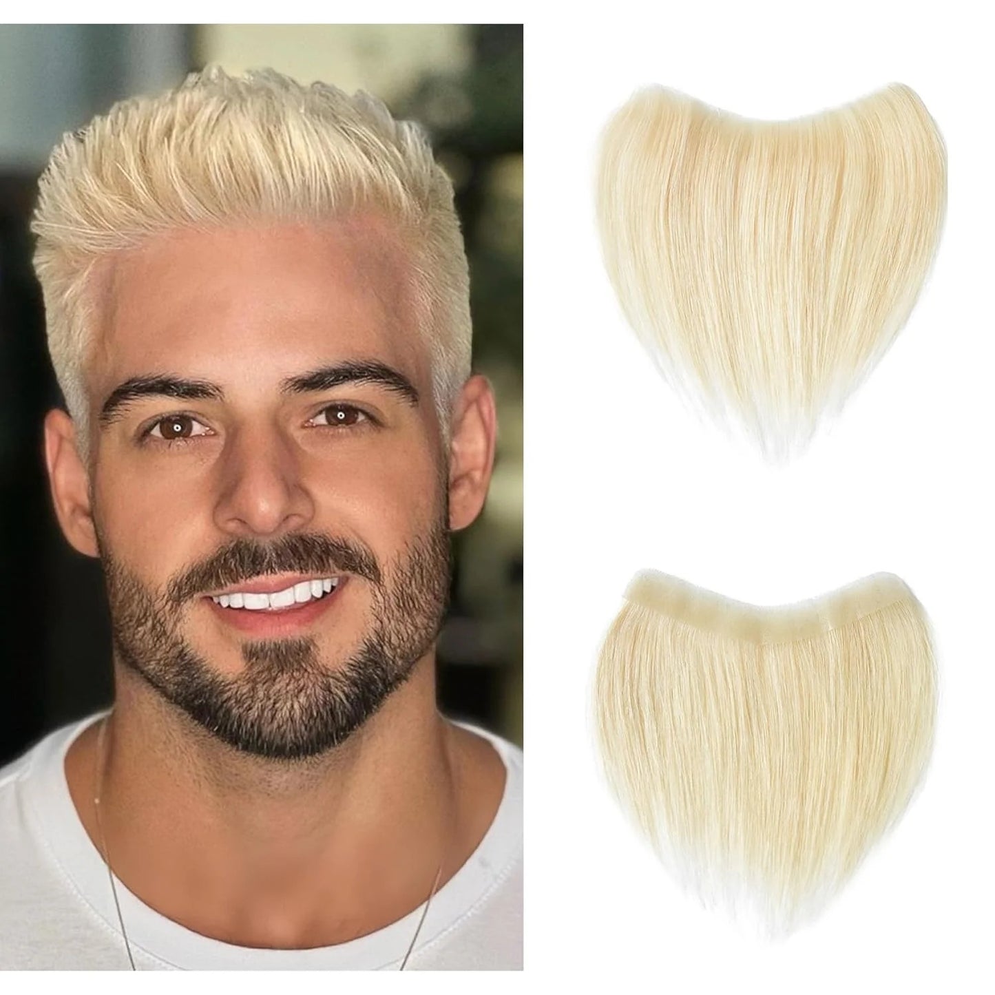 Men Forehead Hairline Toupee 100% Human Hair Skin PU Frontal Hair Patch