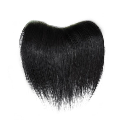Frontal Hairpiece for Women, 0.78"x6.3", 6", Natural Black Hair Extension Hairline Loss Straight Tape in Human Hair Toppers Replacement Toupee (Medium Brown, 0.78"x6.3", 6")