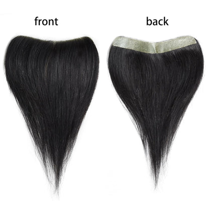 Frontal Hairpiece for Women, 0.78"x6.3", 6", Natural Black Hair Extension Hairline Loss Straight Tape in Human Hair Toppers Replacement Toupee (Medium Brown, 0.78"x6.3", 6")