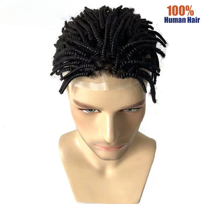 Full Lace Toupee Wigs For Black Men Kinky Curly Afro Wig Breathable Hair 100% Human Hair System Unit