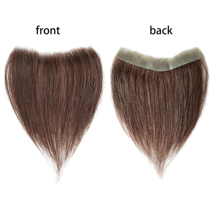 Frontal Hairpiece for Women, 0.78"x6.3", 6", Natural Black Hair Extension Hairline Loss Straight Tape in Human Hair Toppers Replacement Toupee (Medium Brown, 0.78"x6.3", 6")