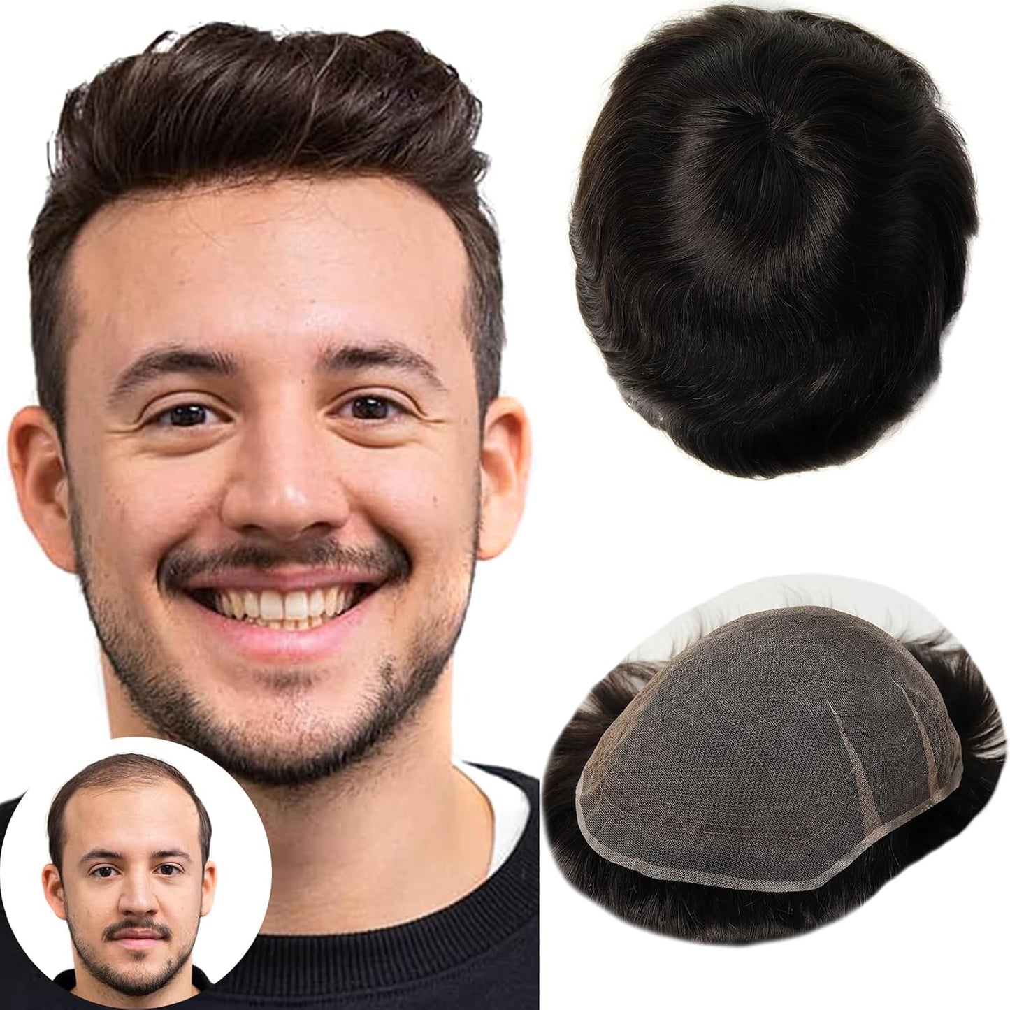Real Skinlike HD Lace Toupee Hair for Men | 8x10 Inch Ultra  Lace Base Hairpieces