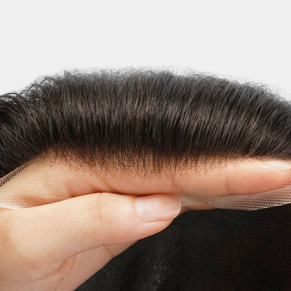 Silk Base Hair System for Men: Natural Lace Front & Reinforcement PU Perimeter Human Hair Toupee