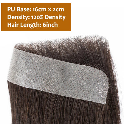 Men Forehead Hairline Toupee 100% Human Hair Skin PU Frontal Hair Patch