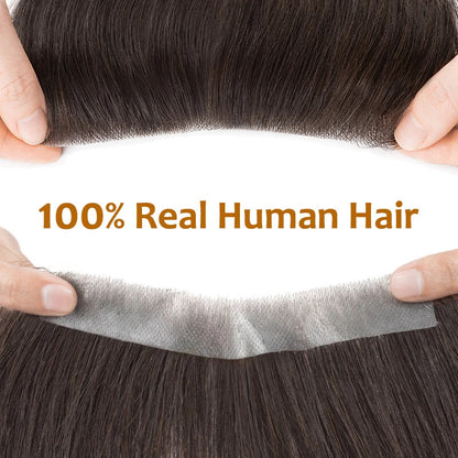 Men Forehead Hairline Toupee 100% Human Hair Skin PU Frontal Hair Patch