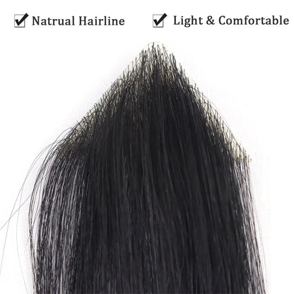Small Forehead Hairpiece Toupee Human Hair Frontal Remy Hair Patch for Men (2 Pieces)