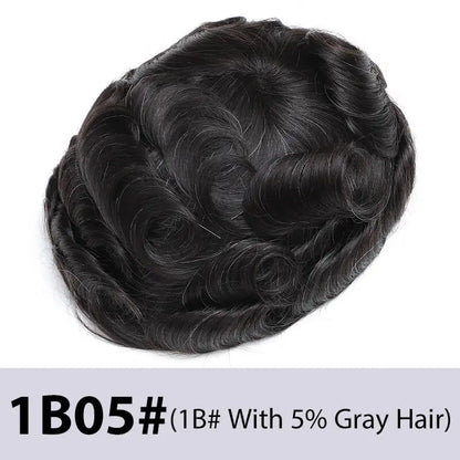 Toupee With Clips French Lace & PU Base Clip-On Men's Wigs Replacement Natural Human Hair Systems