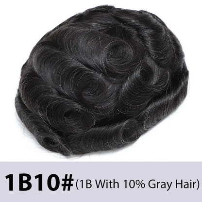 Men's Toupee Mono & Pu With Swiss Lace Front Natural Human Hair Wigs For Men