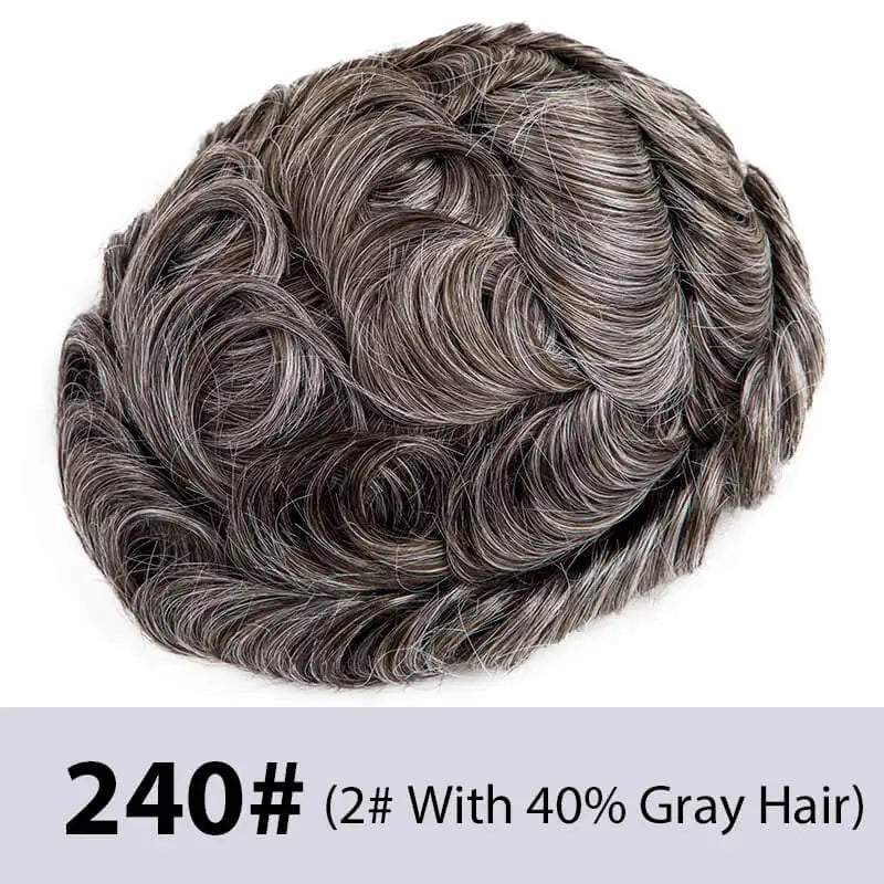 Men's Toupee Mono & Pu With Swiss Lace Front Natural Human Hair Wigs For Men