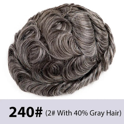 Men's Toupee Mono & Pu With Swiss Lace Front Natural Human Hair Wigs For Men