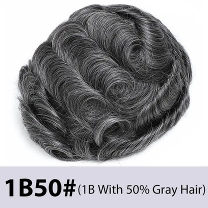 Men's Toupee Mono & Pu With Swiss Lace Front Natural Human Hair Wigs For Men