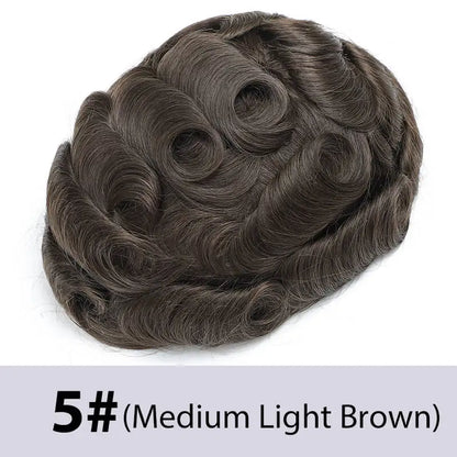 Toupee With Clips French Lace & PU Base Clip-On Men's Wigs Replacement Natural Human Hair Systems