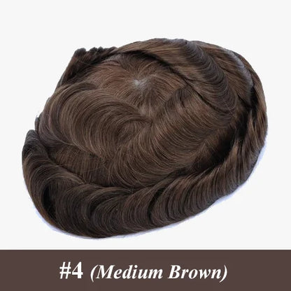 Mono & Pu Male Hair Prosthesis Breathable Men's Toupee 100% Human Hair Wig