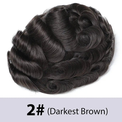 Men's Toupee Mono & Pu With Swiss Lace Front Natural Human Hair Wigs For Men