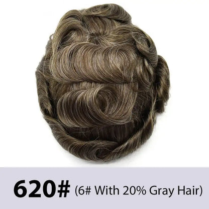 Men's Toupee Mono & Pu With Swiss Lace Front Natural Human Hair Wigs For Men