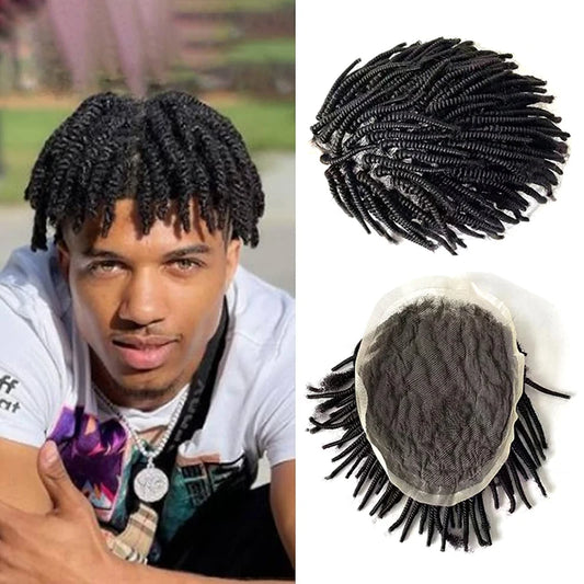 Full Lace Toupee Wigs For Black Men Kinky Curly Afro Wig Breathable Hair 100% Human Hair System Unit