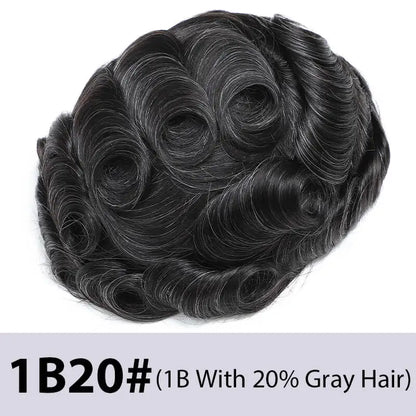 Men's Toupee Mono & Pu With Swiss Lace Front Natural Human Hair Wigs For Men