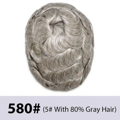 Men's Toupee Mono & Pu With Swiss Lace Front Natural Human Hair Wigs For Men
