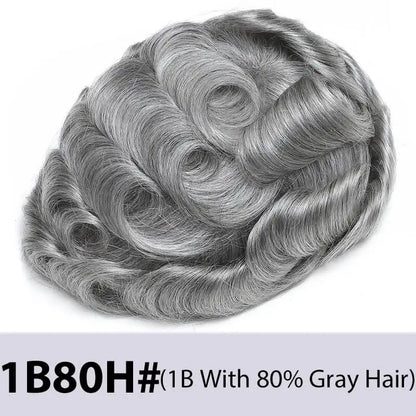 Men's Toupee Mono & Pu With Swiss Lace Front Natural Human Hair Wigs For Men