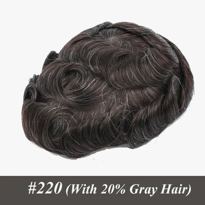 Mono & Pu Male Hair Prosthesis Breathable Men's Toupee 100% Human Hair Wig