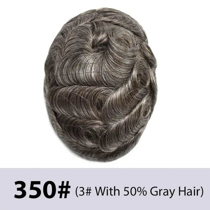 Men's Toupee Mono & Pu With Swiss Lace Front Natural Human Hair Wigs For Men
