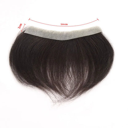 Dark Brown Human Hair Toupee Men Forehead Hairpiece Patch V Looped Invisible Seamless
