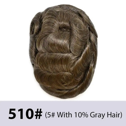 Men's Toupee Mono & Pu With Swiss Lace Front Natural Human Hair Wigs For Men