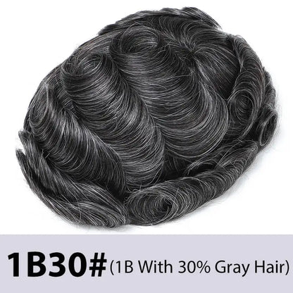 Men's Toupee Mono & Pu With Swiss Lace Front Natural Human Hair Wigs For Men