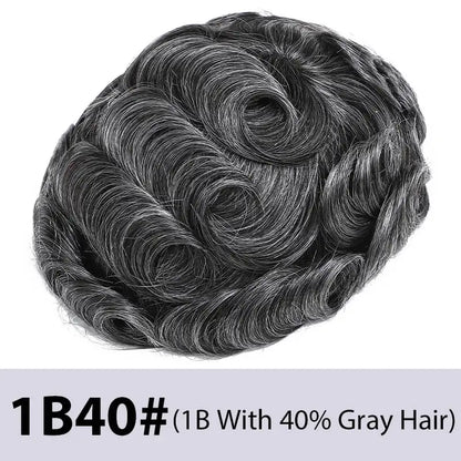 Men's Toupee Mono & Pu With Swiss Lace Front Natural Human Hair Wigs For Men
