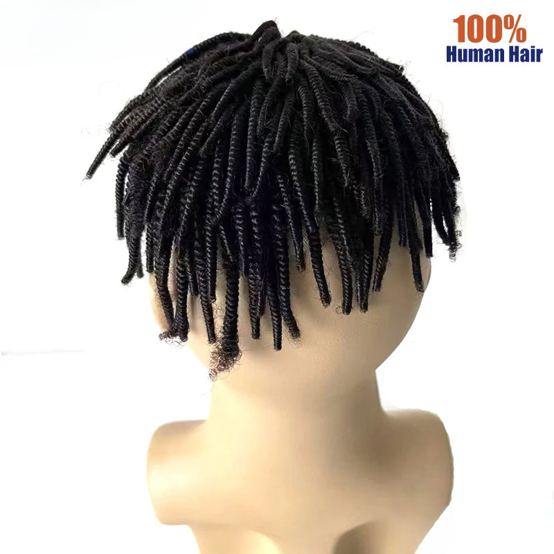 Full Lace Toupee Wigs For Black Men Kinky Curly Afro Wig Breathable Hair 100% Human Hair System Unit