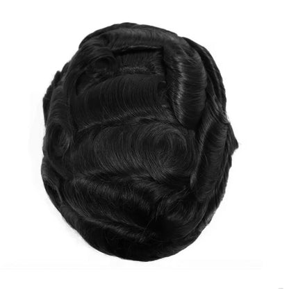 6*9 inches #1 Black Thin Skin French Lace Mono Men's Human Hair System