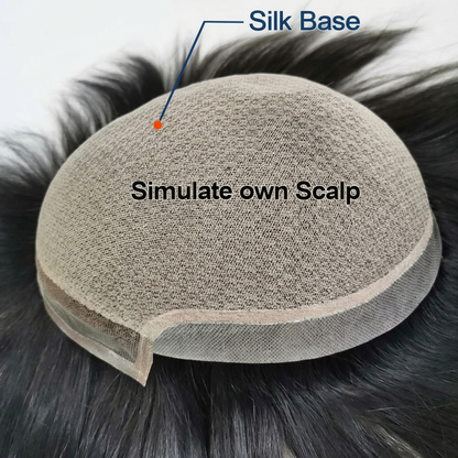 Silk Base Hair System for Men: Natural Lace Front & Reinforcement PU Perimeter Human Hair Toupee