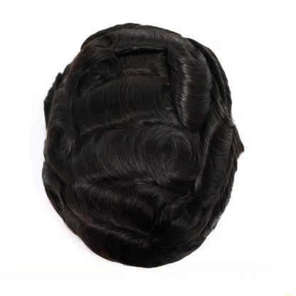 6*9 inches #1 Black Thin Skin French Lace Mono Men's Human Hair System
